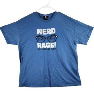 VTG Jinx Nerd Rage Hell Hath No Fury Blue Graphic T-Shirt Mens‎ XL Gaming Tee